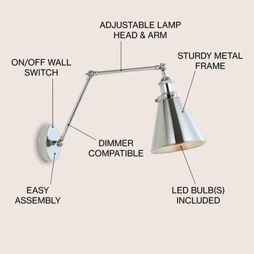 Rover 7" Adjustable Arm Metal LED Wall Sconce